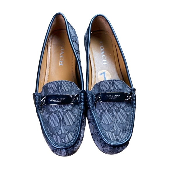 Coach Monogram Olive Black & Gray Signature Leather Loafer Shoes Size 7 - Picture 3 of 12